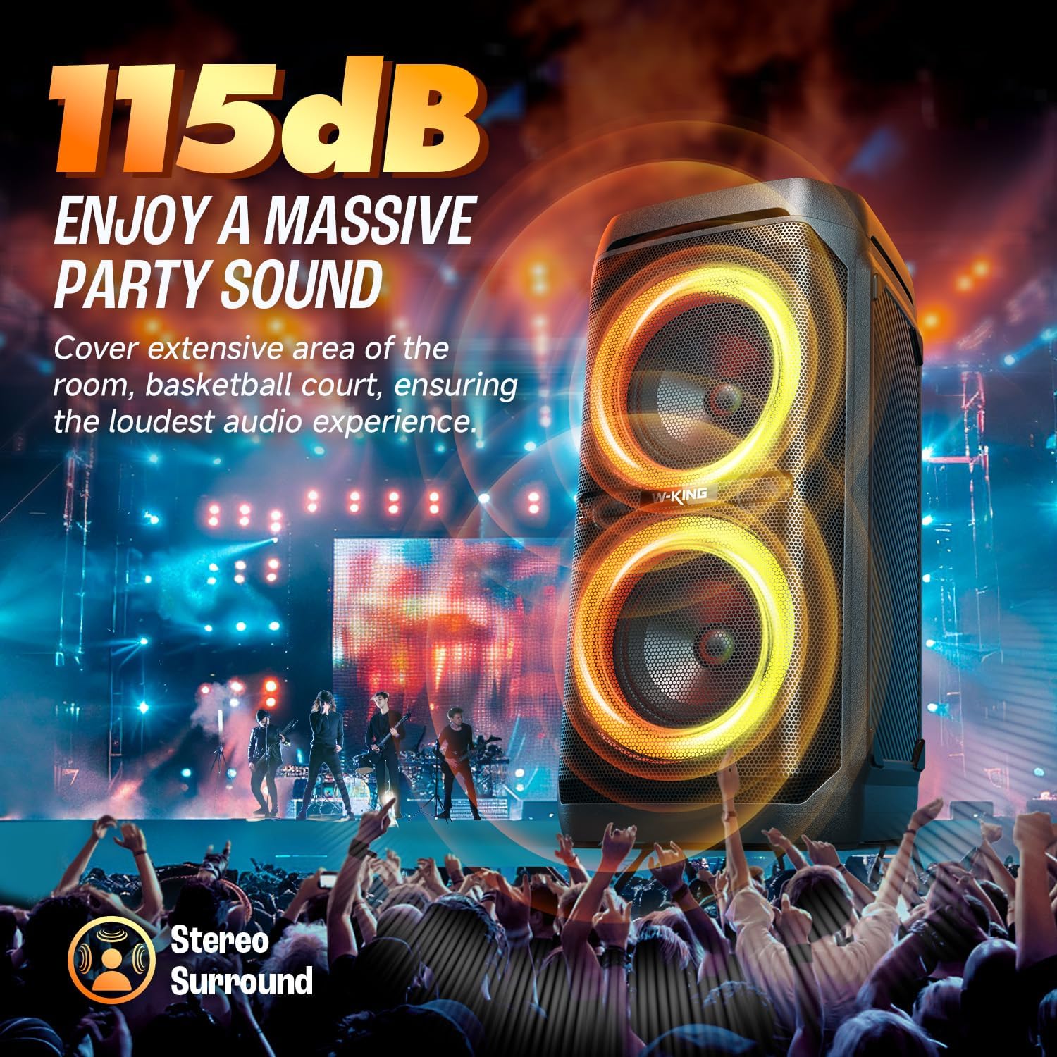 240W Max Large Bluetooth Speaker, Party Bluetooth Speaker Loud, IPX6 Waterproof Portable Speakers Outdoor