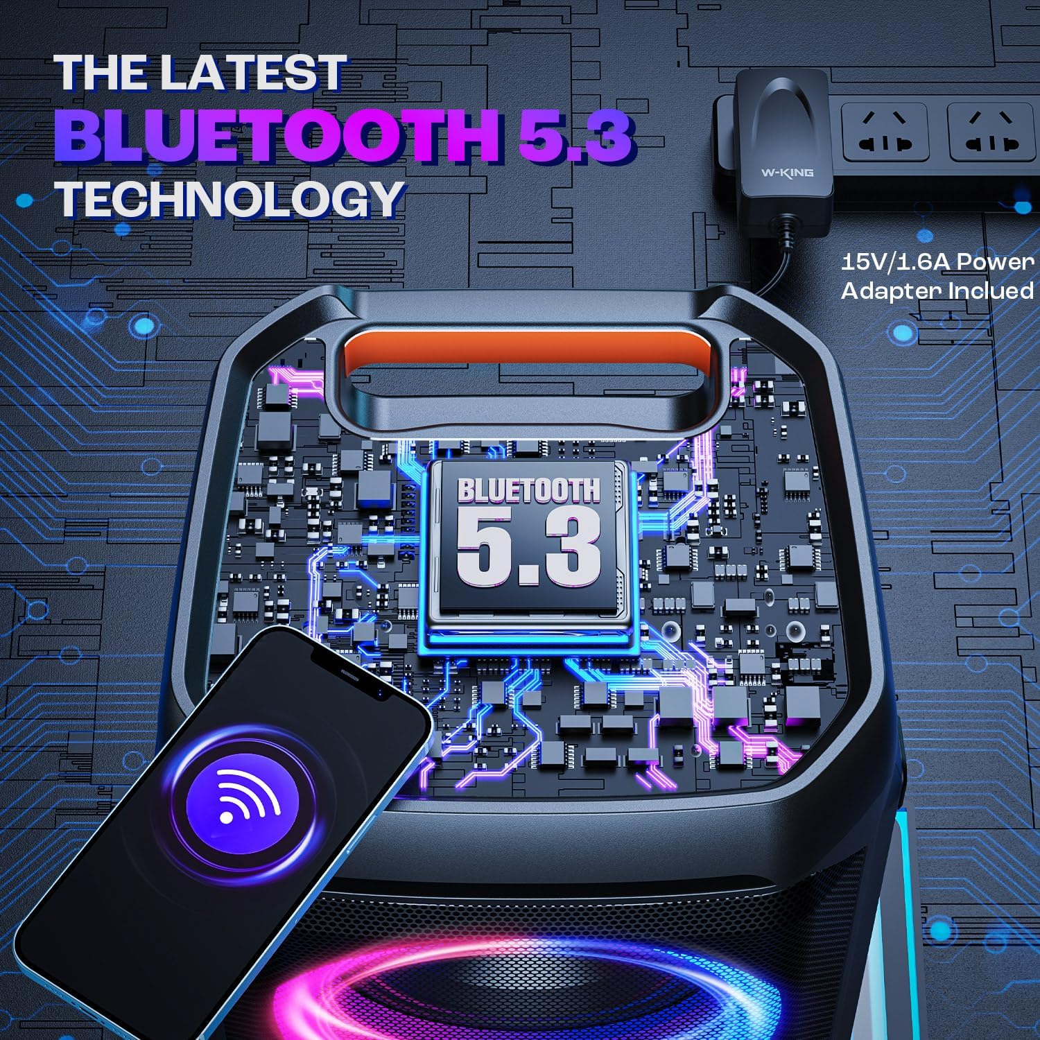 240W Max Large Bluetooth Speaker, Party Bluetooth Speaker Loud, IPX6 Waterproof Portable Speakers Outdoor