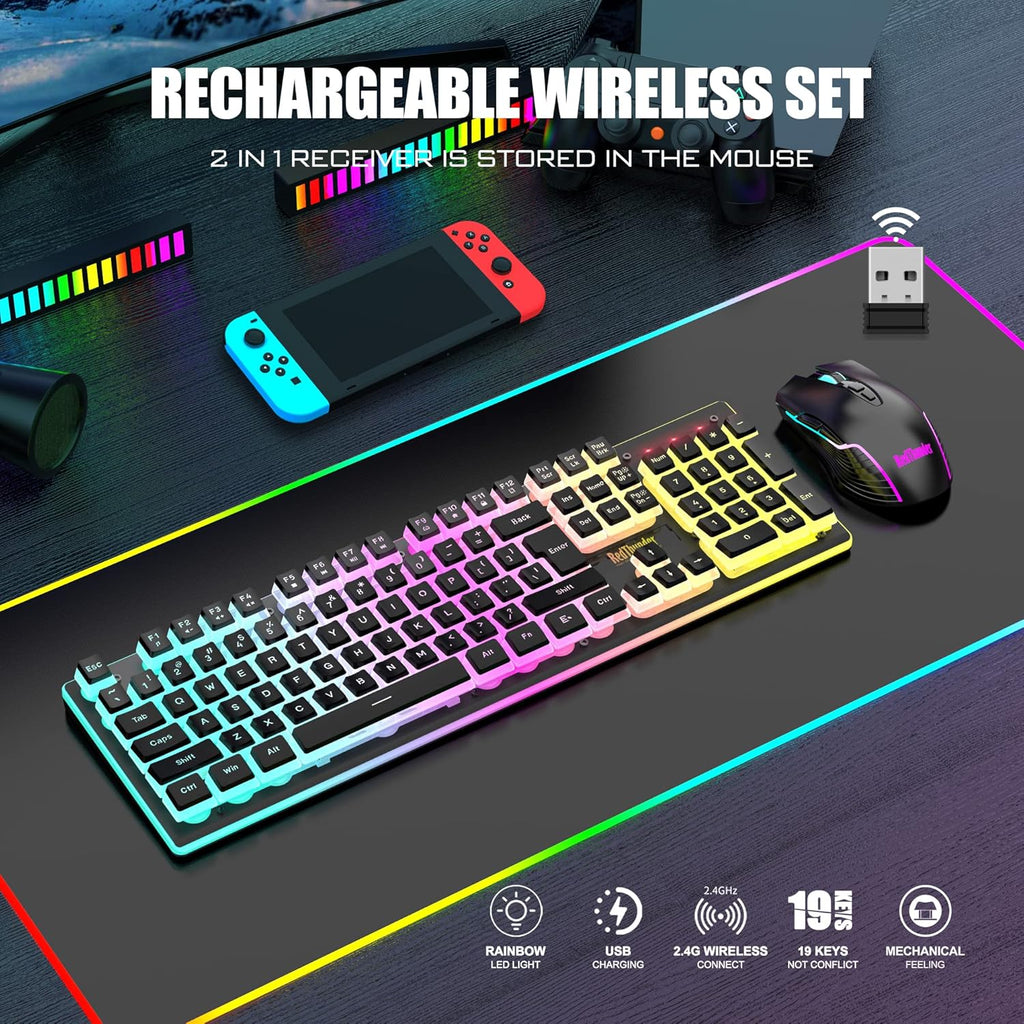 RedThunder K10 Wireless Gaming Keyboard and Mouse Combo