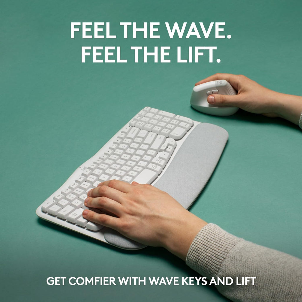 Logitech Wave Keys & Lift Vertical Mouse - Ergonomic Bundle
