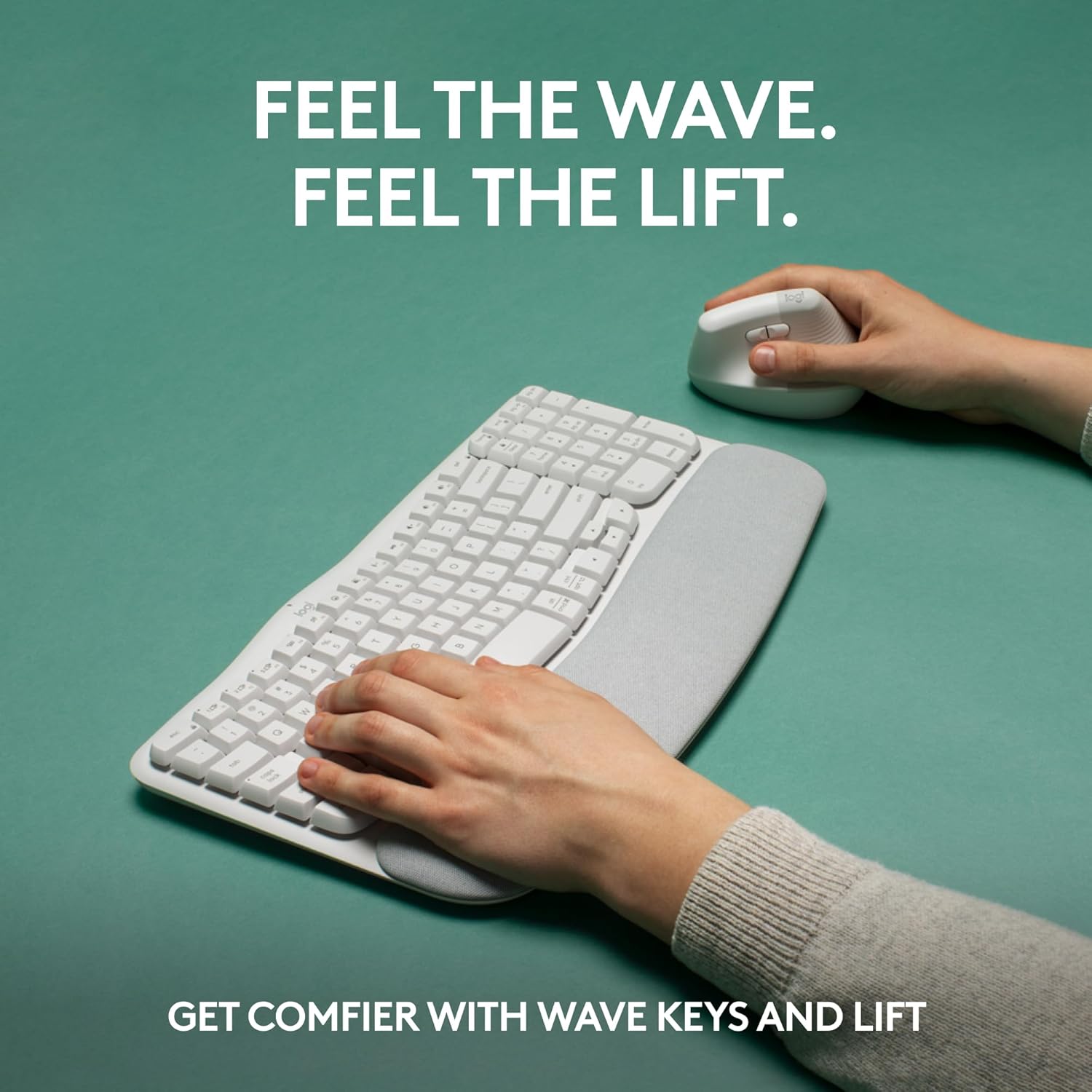Logitech Wave Keys & Lift Vertical Mouse - Ergonomic Bundle