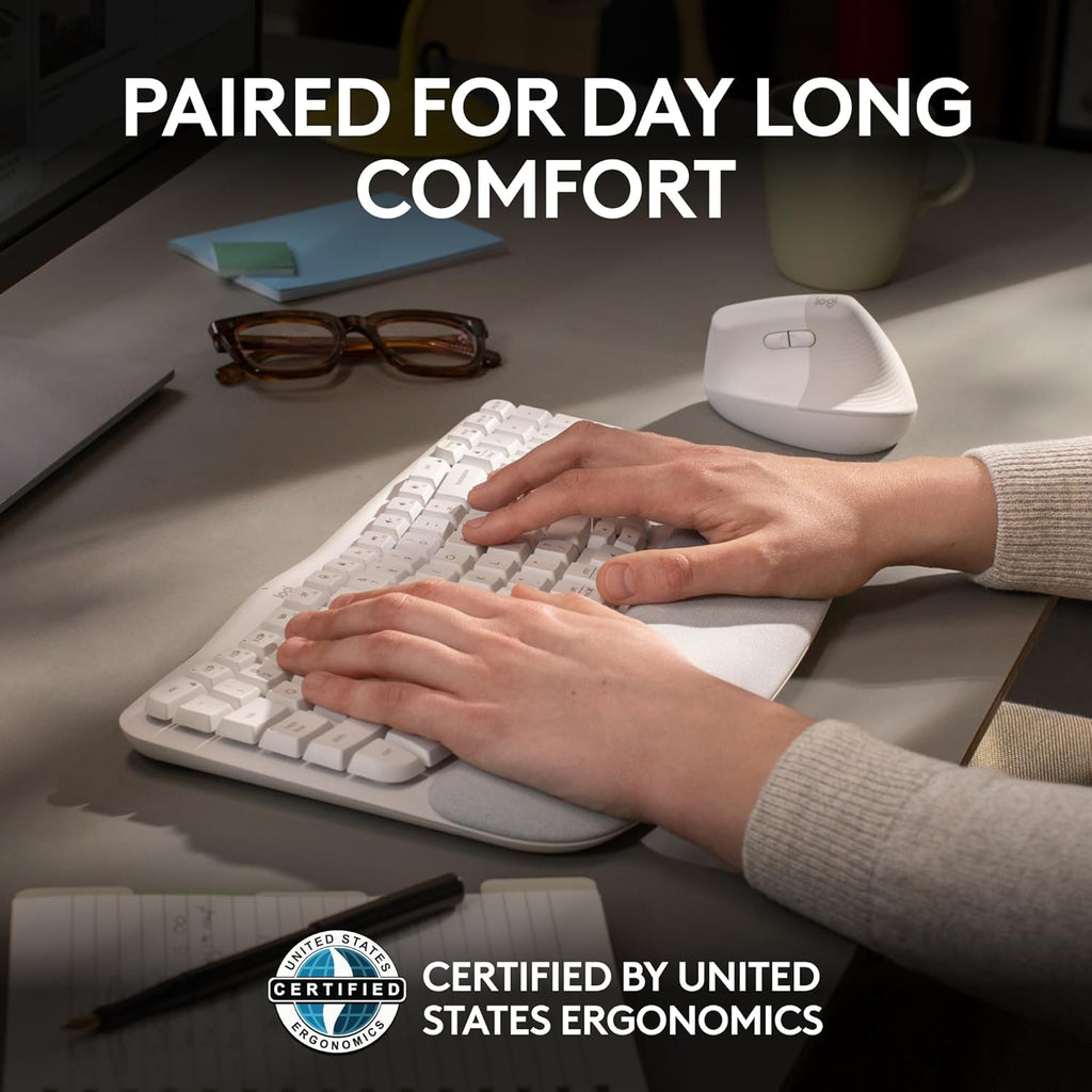 Logitech Wave Keys & Lift Vertical Mouse - Ergonomic Bundle