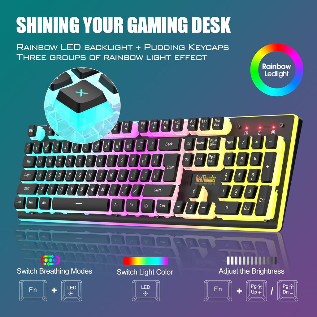 RedThunder K10 Wireless Gaming Keyboard and Mouse Combo