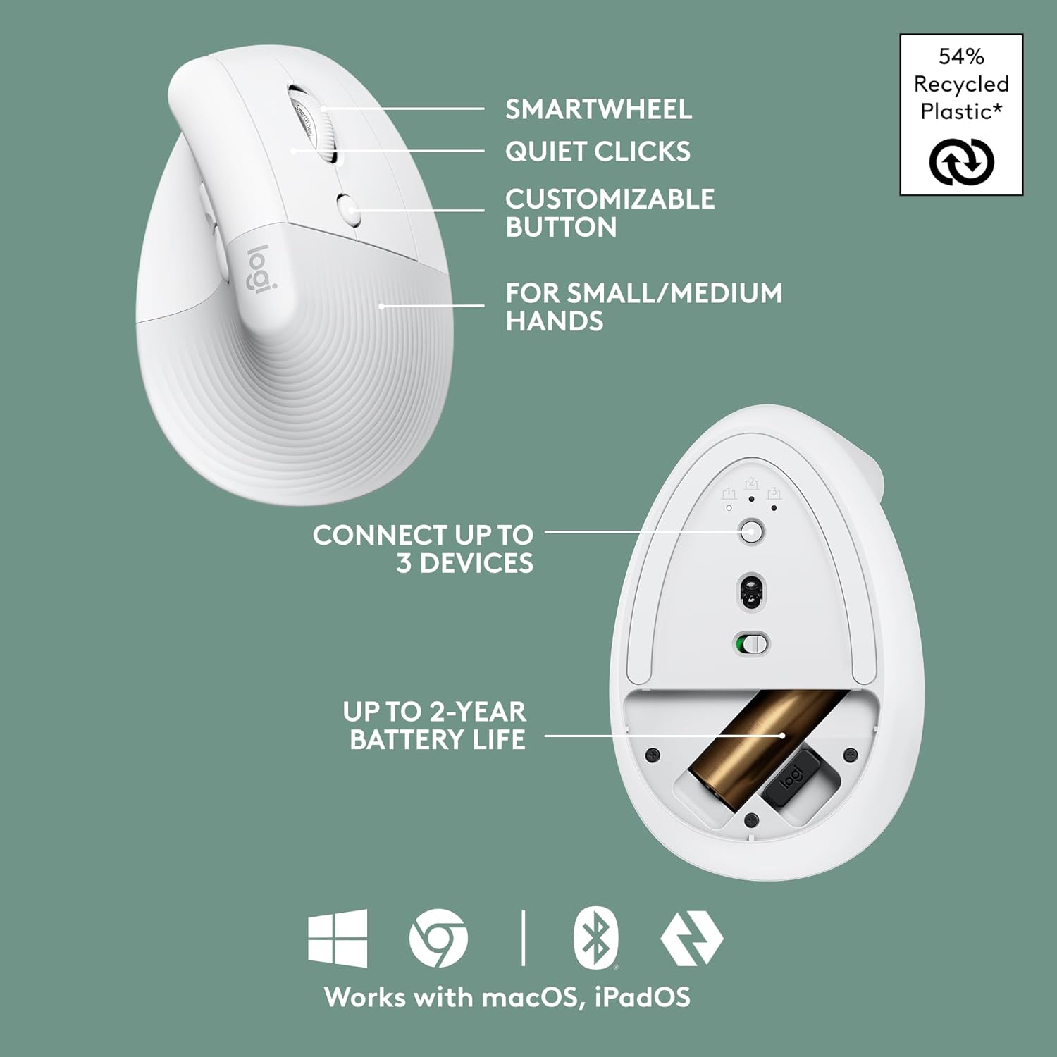 Logitech Wave Keys & Lift Vertical Mouse - Ergonomic Bundle