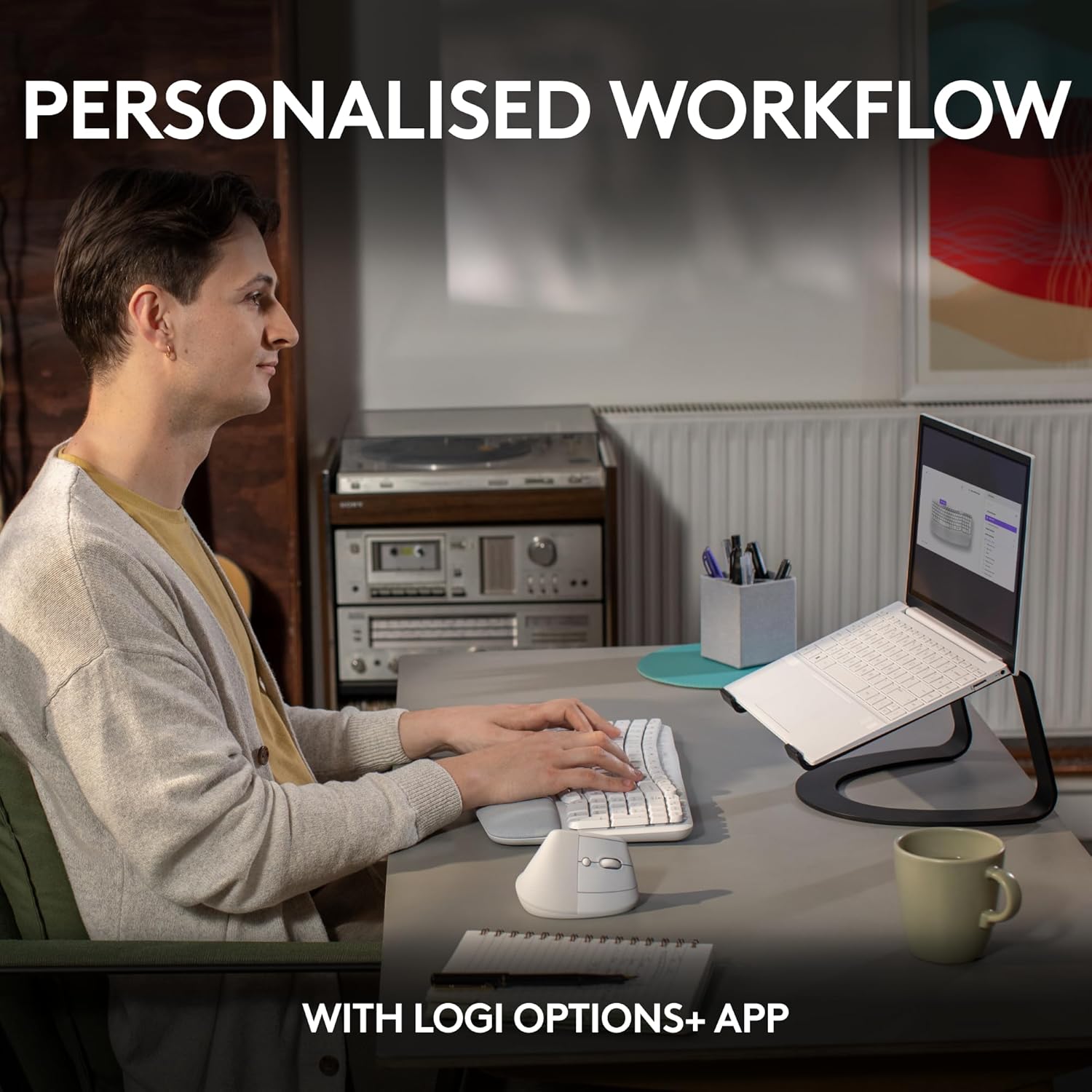 Logitech Wave Keys & Lift Vertical Mouse - Ergonomic Bundle