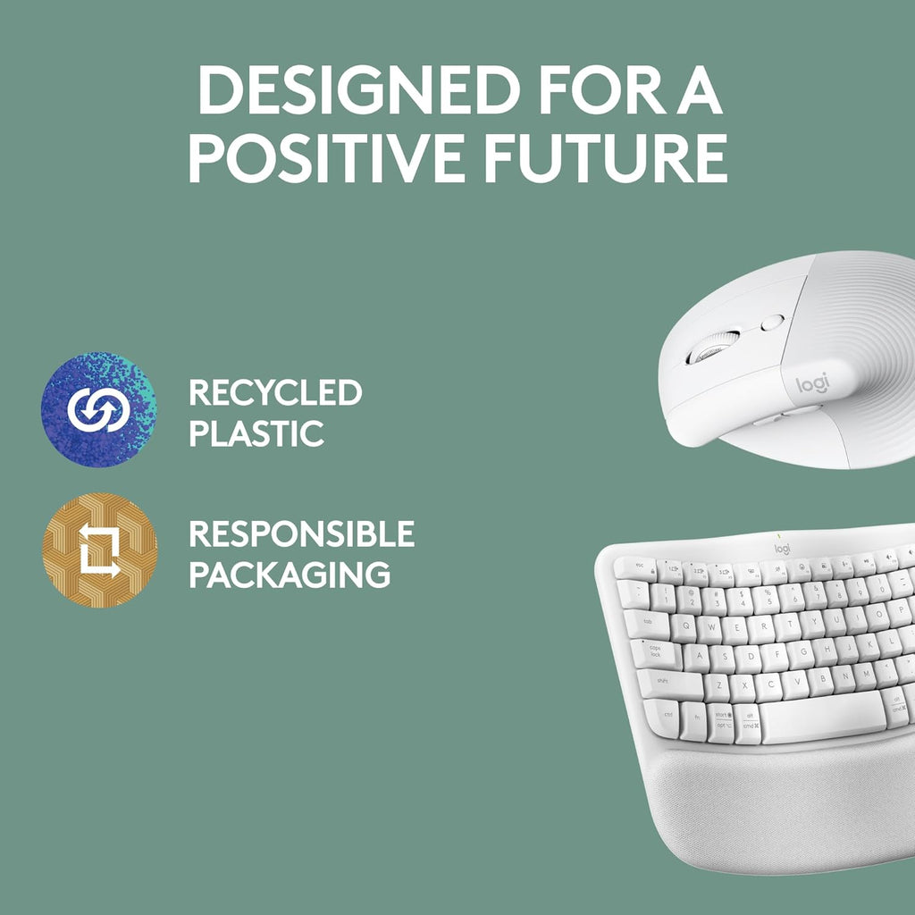 Logitech Wave Keys & Lift Vertical Mouse - Ergonomic Bundle